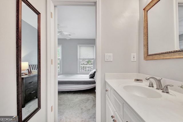 505 Lighthouse Ln, Peachtree City, GA 30269 - bathroom with vanity, ceiling fan, and ensuite bathroom