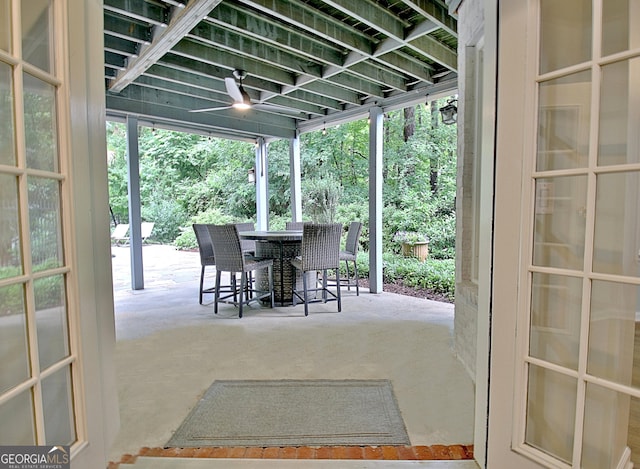505 Lighthouse Ln, Peachtree City, GA 30269 - view of patio featuring a ceiling fan and outdoor dining area
