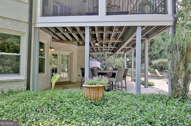 505 Lighthouse Ln, Peachtree City, GA 30269 - view of patio / terrace with ceiling fan and a balcony