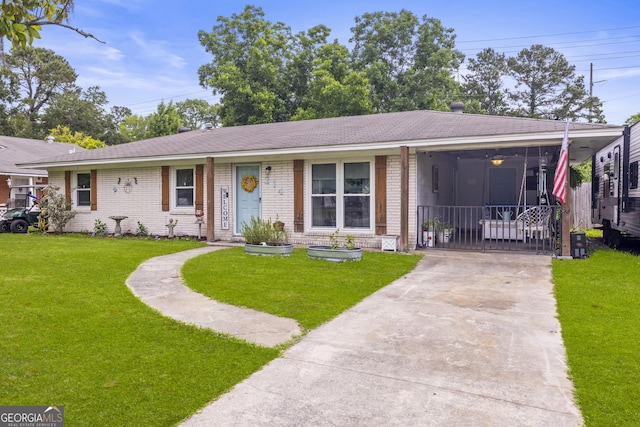 314 Clifton Dr, Port Wentworth, GA 31407 - ranch-style house featuring a front yard, brick siding, concrete driveway, and a shingled roof