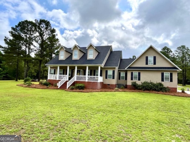 657 Halls Bridge Rd, Swainsboro, GA 30401 - new england style home featuring a porch, a front yard, and crawl space