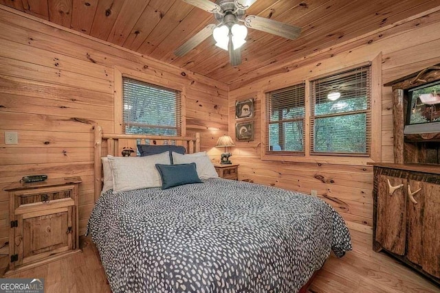 9 Dean Ct, Blue Ridge, GA 30513 - bedroom featuring wood finished floors, wood walls, wood ceiling, and multiple windows