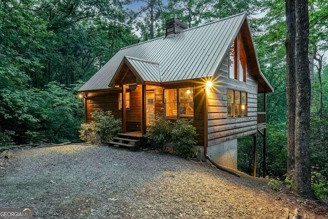 9 Dean Ct, Blue Ridge, GA 30513 - chalet / cabin featuring a chimney and metal roof
