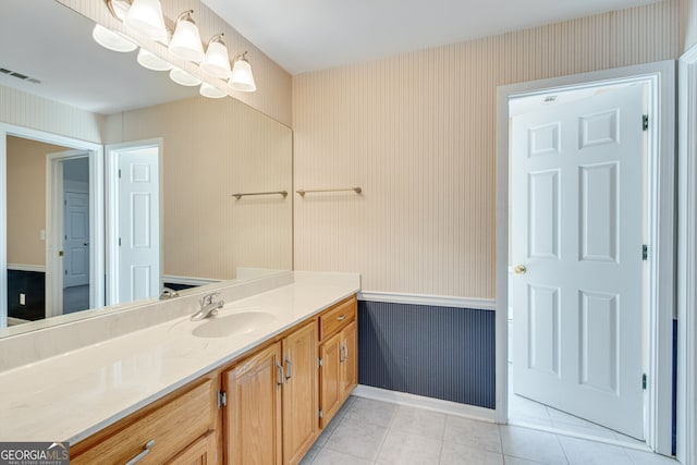2230 Huntingdon Ct, Gainesville, GA 30506 - bathroom with wallpapered walls, vanity, and tile patterned flooring