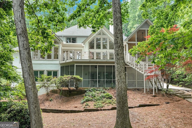 2230 Huntingdon Ct, Gainesville, GA 30506 - back of property with a sunroom and stairs