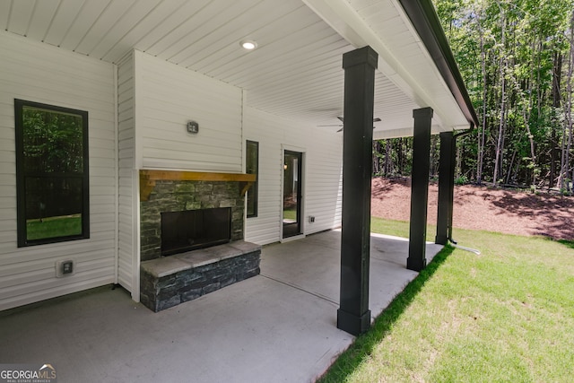 TRACT3 Georgia Highway 100, Buchanan, GA 30113 - view of patio with an outdoor stone fireplace
