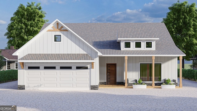 TRACT3 Georgia Highway 100, Buchanan, GA 30113 - modern farmhouse style home with a garage, covered porch, driveway, and board and batten siding