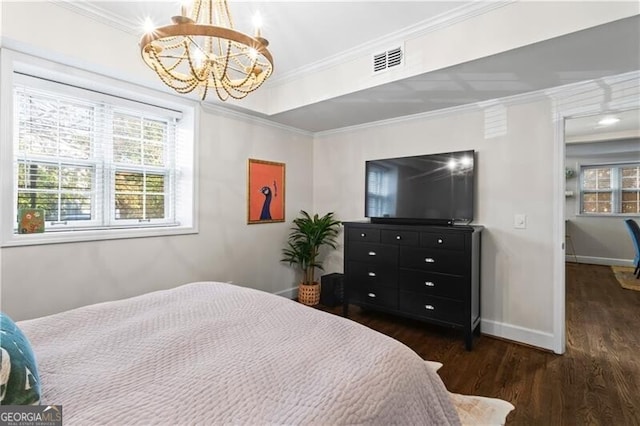 802 Frederica St NE Unit 5, Atlanta, GA 30306 - bedroom with a chandelier, wood finished floors, ornamental molding, and baseboards