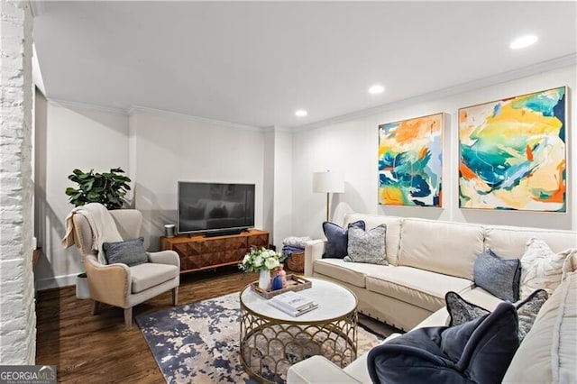 802 Frederica St NE Unit 5, Atlanta, GA 30306 - living area with wood finished floors, ornamental molding, and recessed lighting