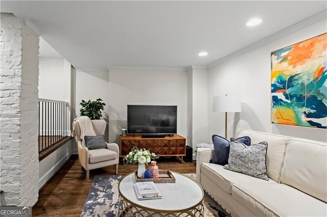 802 Frederica St NE Unit 5, Atlanta, GA 30306 - living area with wood finished floors, crown molding, and recessed lighting