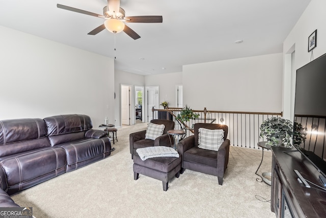 2884 Porches Ln, Dacula, GA 30019 - living area with light carpet and a ceiling fan