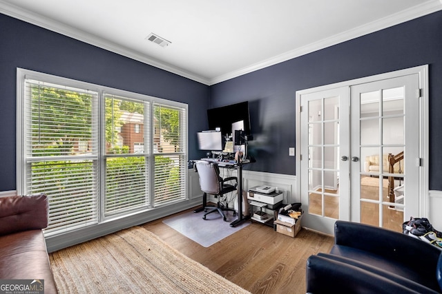 1205 Compass Pointe Xing, Alpharetta, GA 30005 - office featuring french doors, wood finished floors, and crown molding