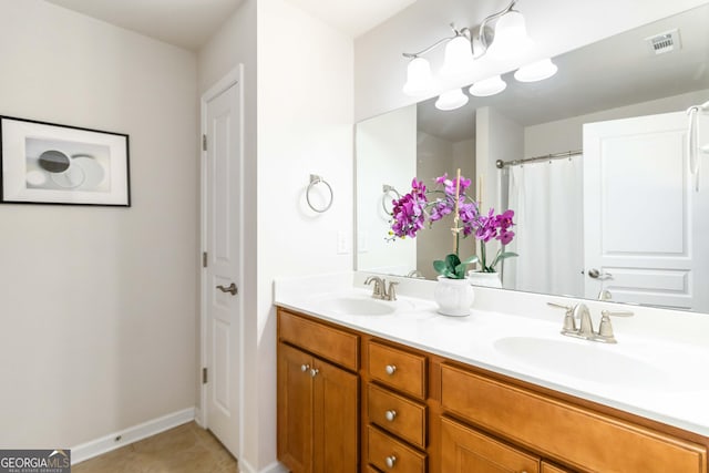 441 Spring View Dr, Woodstock, GA 30188 - full bath with double vanity, baseboards, and tile patterned flooring