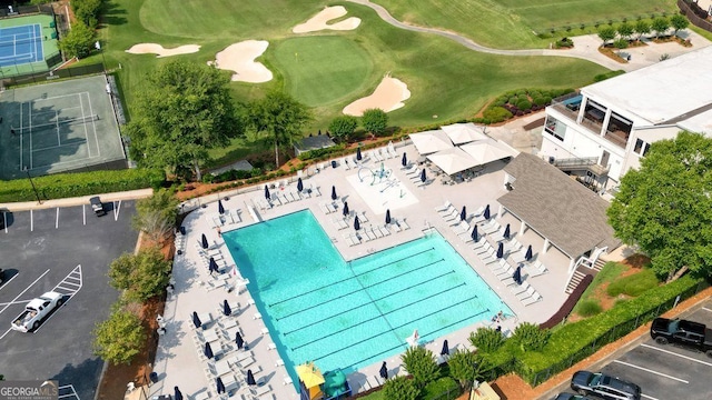11940 Mountain Laurel Dr, Roswell, GA 30075 - aerial view of a golf course and a pool area