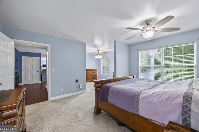 136 Wedgewood Dr, Danielsville, GA 30633 - bedroom with carpet floors and ceiling fan