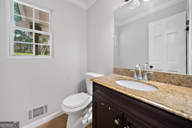 4197 Chadds Xing, Marietta, GA 30062 - bathroom featuring crown molding, vanity, toilet, and baseboards