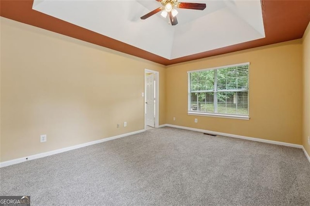 12290 Greenmont Walk, Alpharetta, GA 30009 - carpeted empty room featuring a raised ceiling, ceiling fan, and baseboards