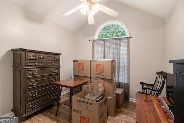 325 Leonard Rd, Lagrange, GA 30241 - office featuring vaulted ceiling, light wood-style flooring, ceiling fan, and baseboards