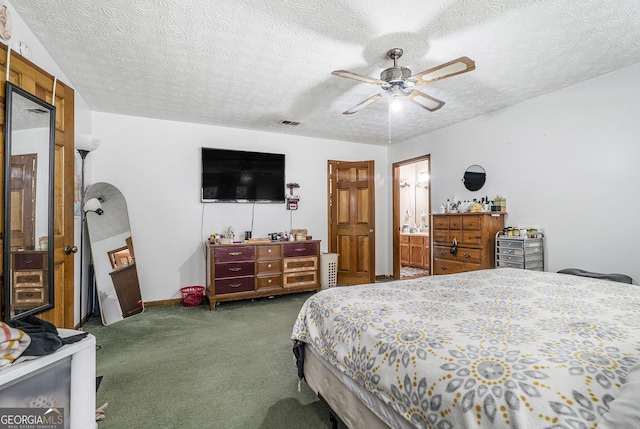 2969 White Rd NE, Conyers, GA 30012 - bedroom with carpet, a textured ceiling, and ceiling fan