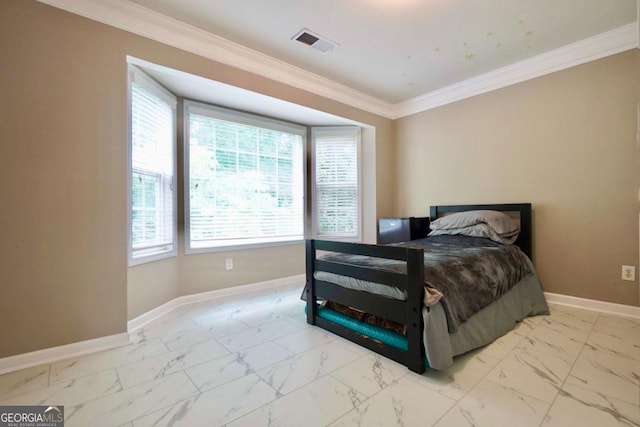 5996 Eagle Tiff Ln, Sugar Hill, GA 30518 - bedroom featuring marble finish floors and crown molding