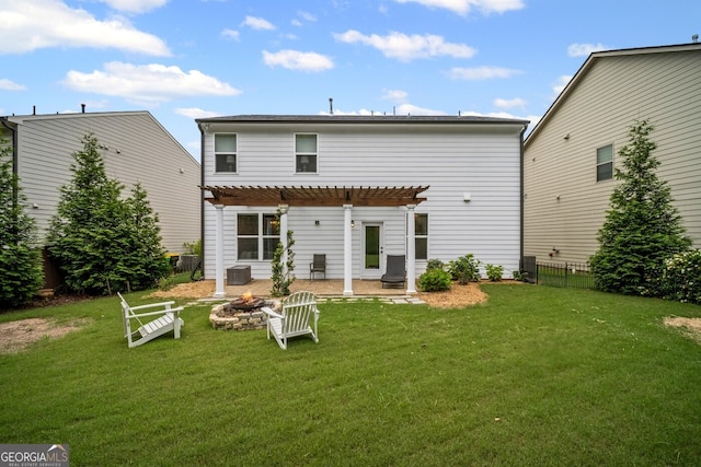 149 Archie Way, Woodstock, GA 30188 - back of house with an outdoor fire pit, a pergola, and a patio