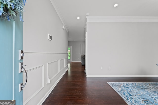 149 Archie Way, Woodstock, GA 30188 - foyer with crown molding, wood finished floors, recessed lighting, and baseboards
