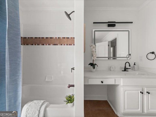 121 Fulton Way SE, Atlanta, GA 30312 - full bath with crown molding, tile patterned floors, shower / bathtub combination, and vanity