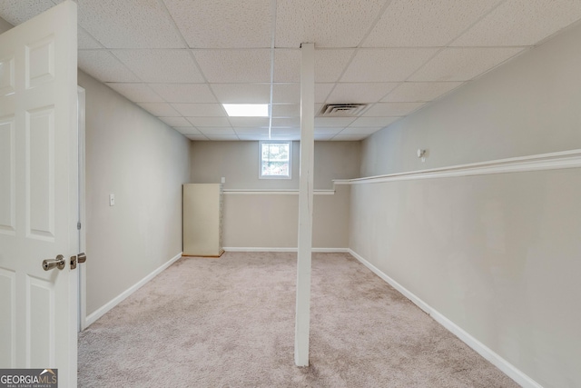 236 Fairview Dr, Dallas, GA 30157 - basement featuring carpet, a drop ceiling, and baseboards