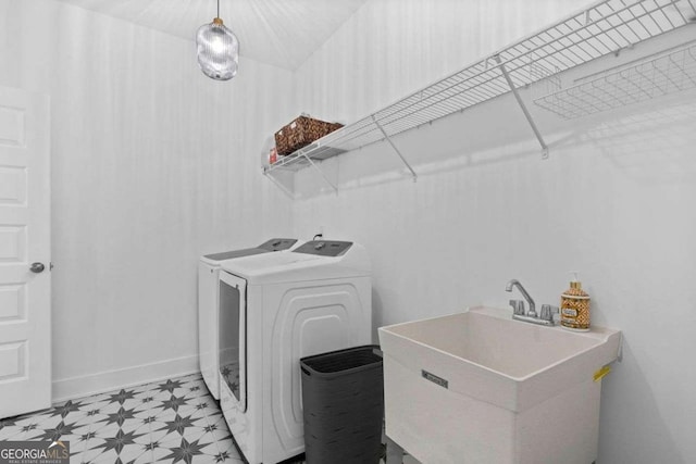 8415 Azure Overlook Trl, Gainesville, GA 30506 - washroom featuring light floors, separate washer and dryer, and baseboards