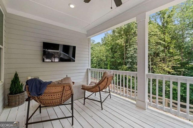 8415 Azure Overlook Trl, Gainesville, GA 30506 - deck featuring a ceiling fan