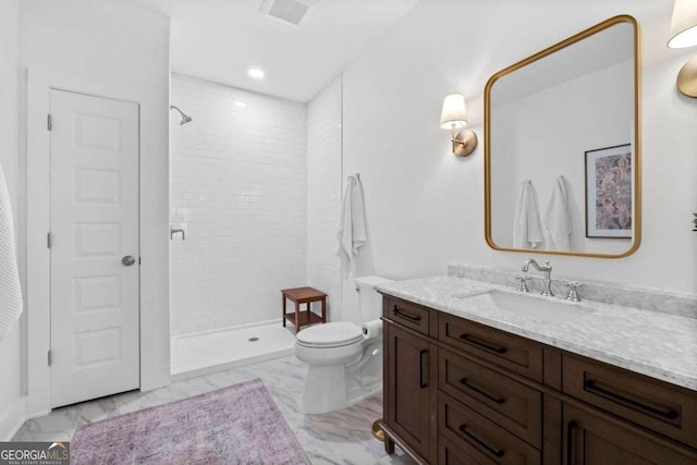 8415 Azure Overlook Trl, Gainesville, GA 30506 - full bathroom with marble finish flooring, vanity, tiled shower, and toilet