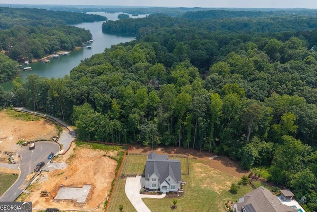 8415 Azure Overlook Trl, Gainesville, GA 30506 - aerial view of property and surrounding area with a heavily wooded area and a large body of water