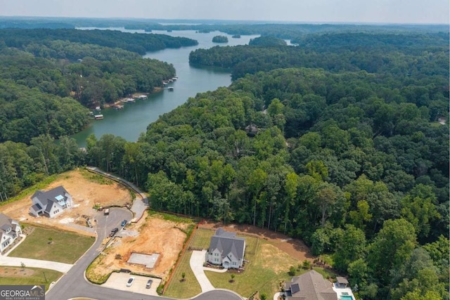 8415 Azure Overlook Trl, Gainesville, GA 30506 - aerial view of property's location with a heavily wooded area and a large body of water