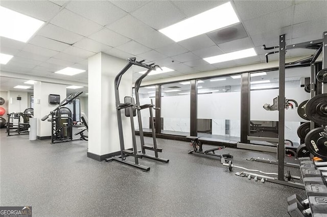 620 Peachtree St NE Unit 1206, Atlanta, GA 30308 - gym with a drop ceiling and baseboards