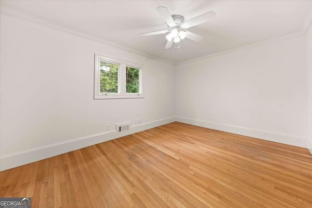 6771 Sunny Brook Ln, Atlanta, GA 30328 - unfurnished room with light wood-style floors, crown molding, and ceiling fan