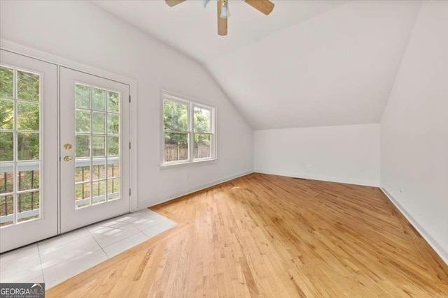 6771 Sunny Brook Ln, Atlanta, GA 30328 - additional living space with lofted ceiling, french doors, wood finished floors, and ceiling fan