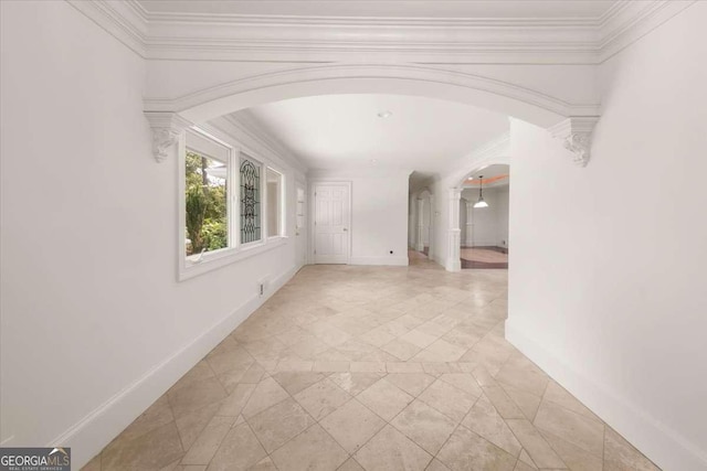 6771 Sunny Brook Ln, Atlanta, GA 30328 - empty room with arched walkways and crown molding