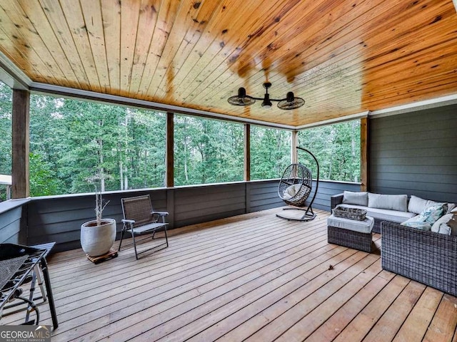4454 Damascus Rd, Jasper, GA 30143 - sunroom / solarium featuring an outdoor hangout area, healthy amount of natural light, and a ceiling fan