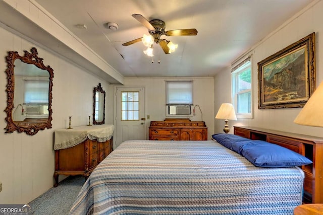 4618 Jones Gap Rd, Hiawassee, GA 30546 - bedroom with multiple windows, cooling unit, carpet, and ceiling fan