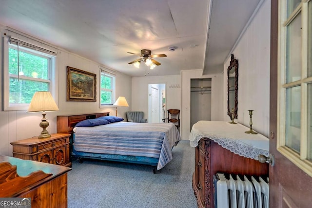 4618 Jones Gap Rd, Hiawassee, GA 30546 - bedroom with radiator, carpet, and ceiling fan