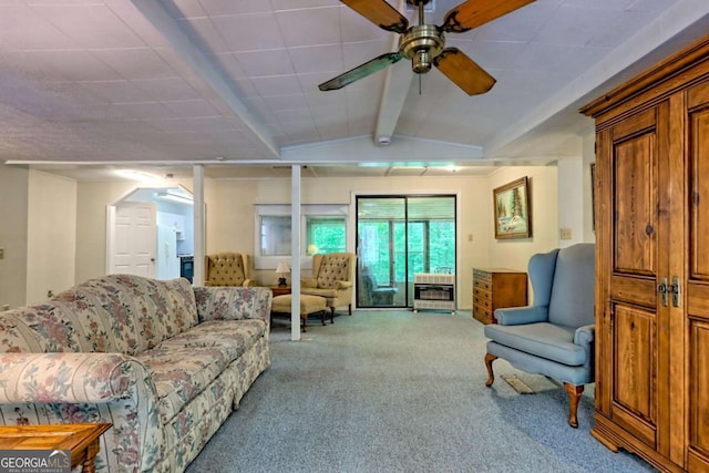 4618 Jones Gap Rd, Hiawassee, GA 30546 - carpeted living area with a ceiling fan and heating unit