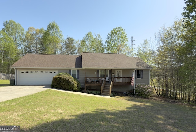 50 Kensington Dr, Cleveland, GA 30528 - single story home featuring a garage, concrete driveway, a front lawn, covered porch, and a shingled roof