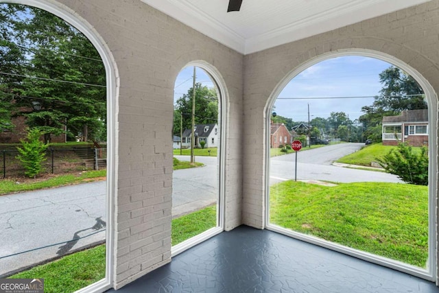 1283 Beecher St SW, Atlanta, GA 30310 - doorway to outside featuring ornamental molding and ceiling fan