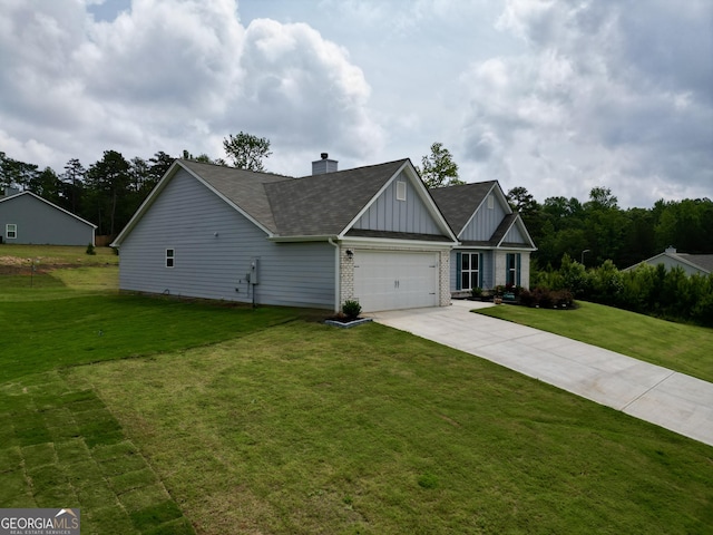 290 Bowers Estates Dr, Hartwell, GA 30643 - view of front of house featuring an attached garage, driveway, board and batten siding, and a front lawn