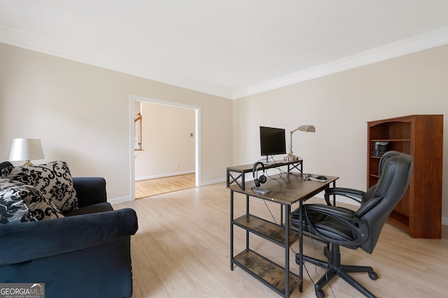 5711 Brynwood Cir NW, Acworth, GA 30101 - office space with ornamental molding, light wood-style floors, and baseboards