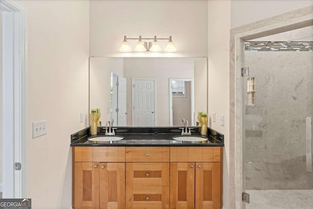 3113 Brians Creek Dr SE, Conyers, GA 30013 - bathroom featuring double vanity and a shower stall
