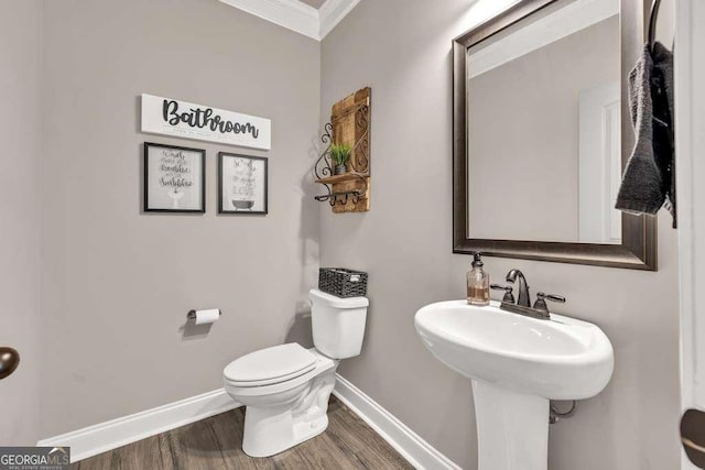 2980 Beards Rd, Buford, GA 30518 - half bath with ornamental molding and wood finished floors