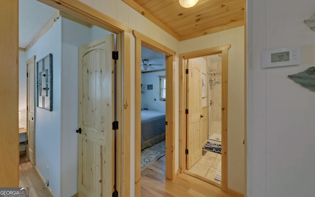 171 Friendship Dr, Hartwell, GA 30643 - corridor featuring light wood-style floors and wood ceiling