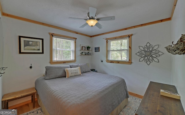 171 Friendship Dr, Hartwell, GA 30643 - bedroom with multiple windows, wood finished floors, and a ceiling fan