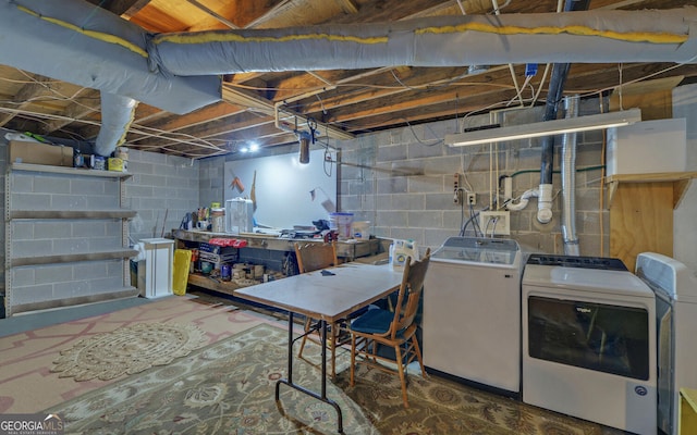 171 Friendship Dr, Hartwell, GA 30643 - unfinished basement featuring washing machine and dryer